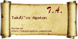 Takács Agaton névjegykártya